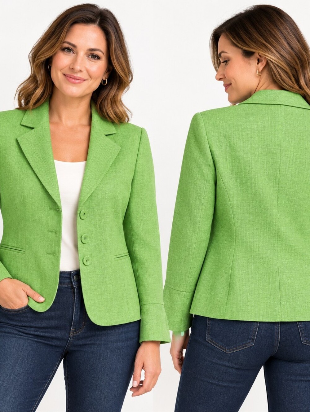 Kasper Size 12 Green Blazer Contemporary Preppy Dopamine DressingBright green